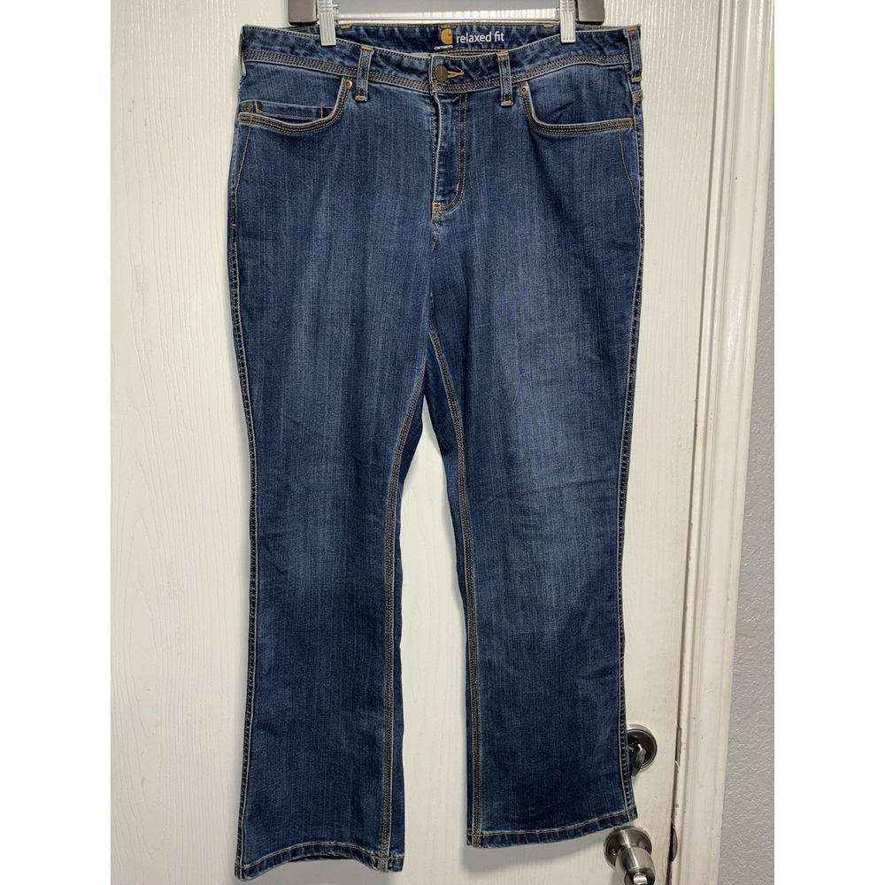 Carhartt Jeans Womens SZ 12 Relaxed Fit Boot Cut  Regular Dark‎ Wash